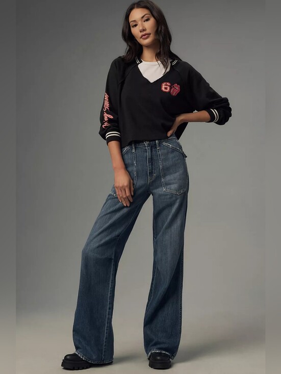 Pilcro Tops - PILCRO Anthropologie Rolling Stones Distressed Sweatshirt In S